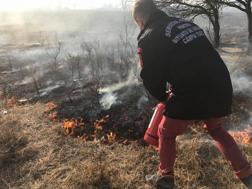 Incendiu de vegetație la Câmpia Turzii pe o suprafață de 10 hectare