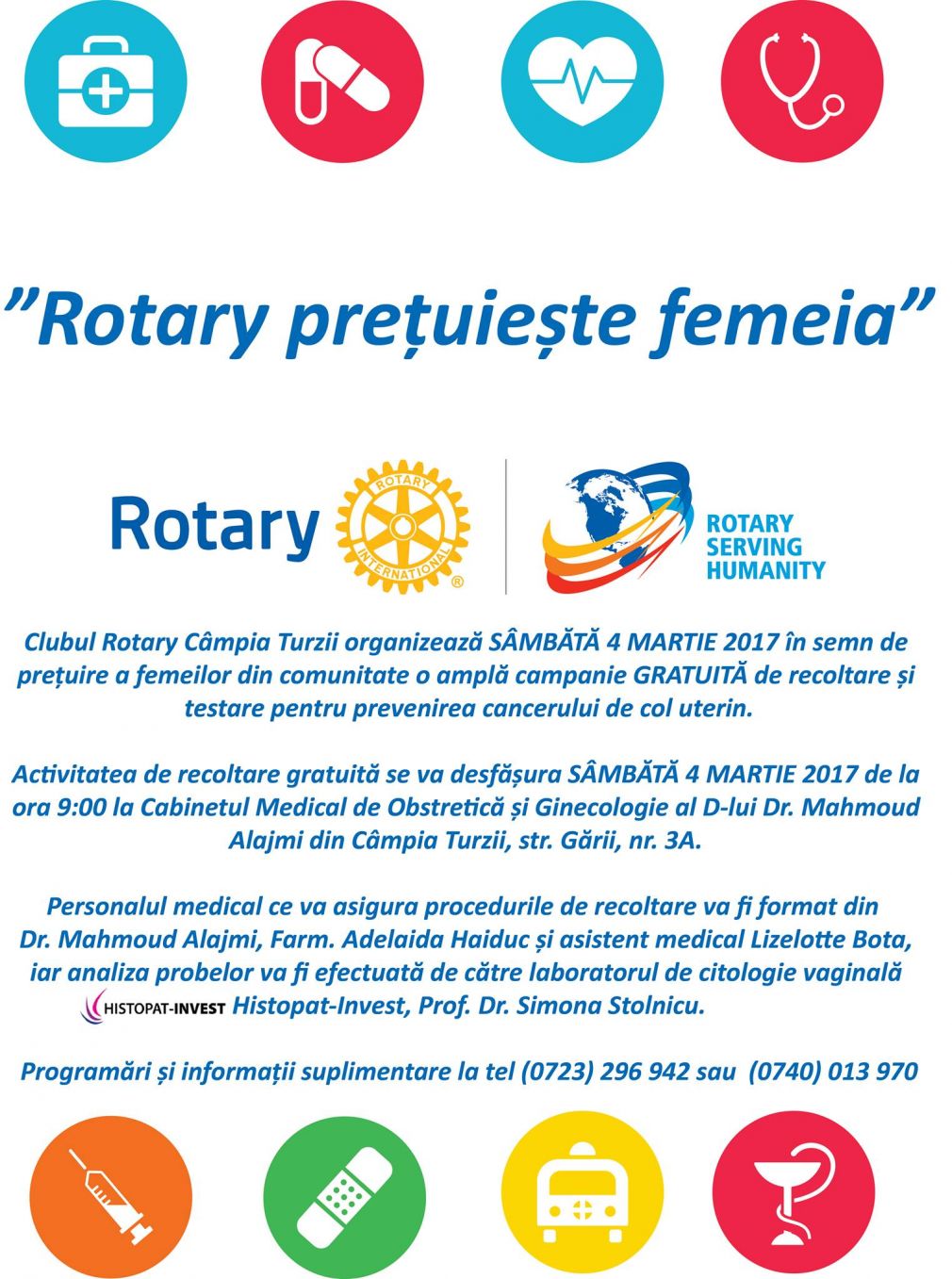 Campania &quot;Rotary prețuiește femeia&quot; va avea loc la Câmpia Turzii